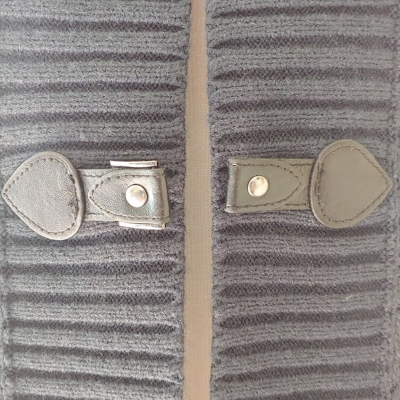 Style & Co petite cable knit cardigan button sleeveless sweater/sizePM/navy blue - Picture 6 of 8